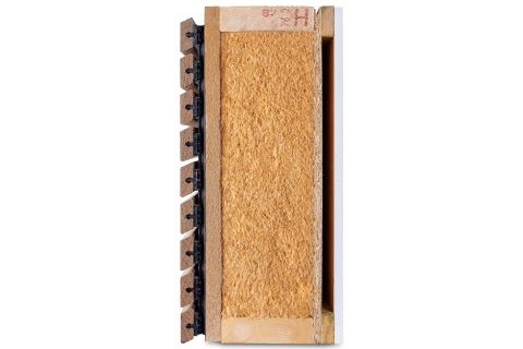 Doorsnede HSB-wand met houtvezelisolatie Doorsnede HSB-wand met houtvezelisolatie