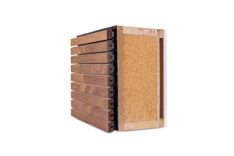 Composition of a timber construction detail with exterior cladding Composition of a timber construction detail with exterior cladding