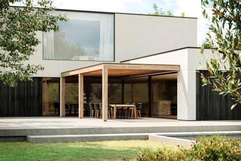 Moderne terrasoverkapping aan huis gebouwd