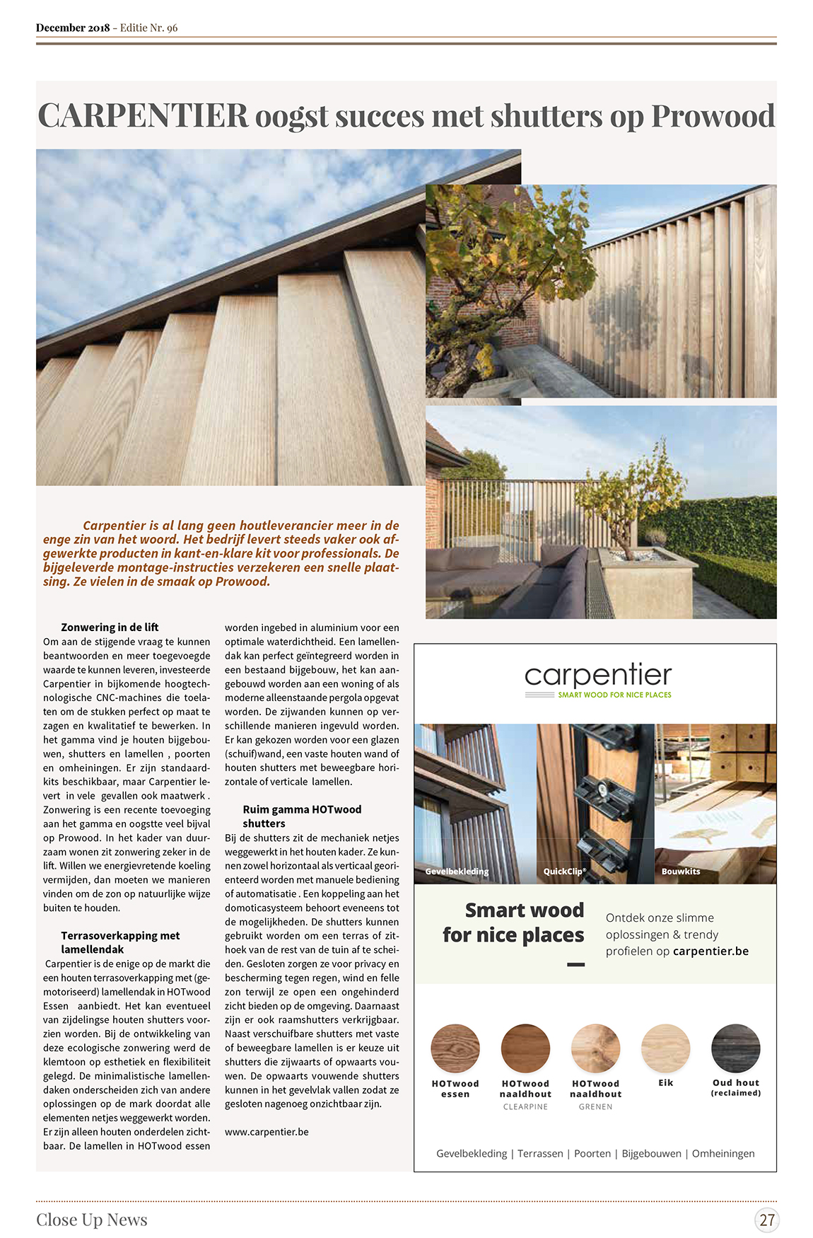 Carpentier oogst succes met shutters op Prowood