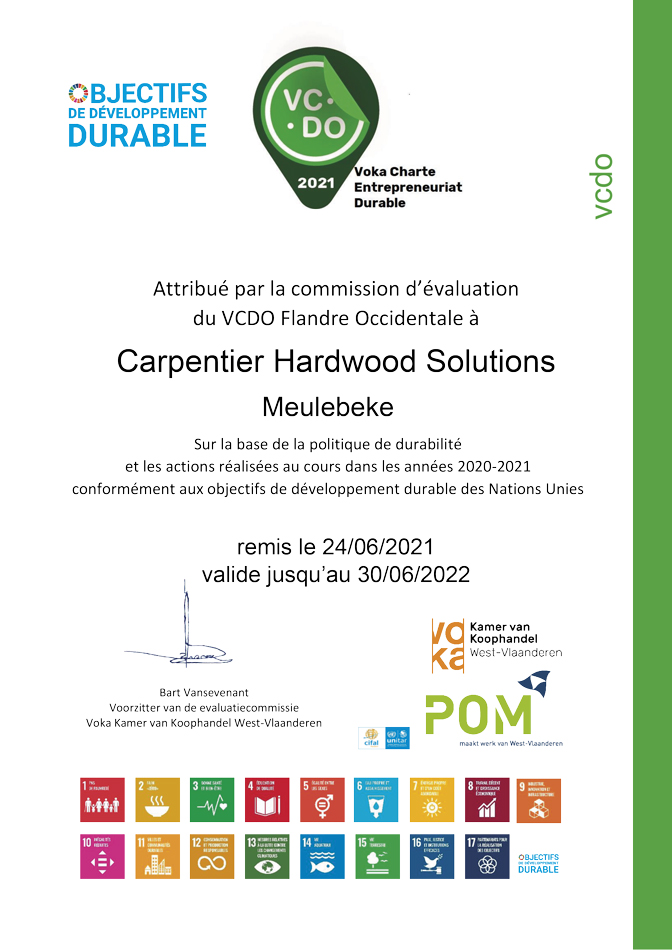 Voka Charte Entrepreneuriat Durable 2021-2022