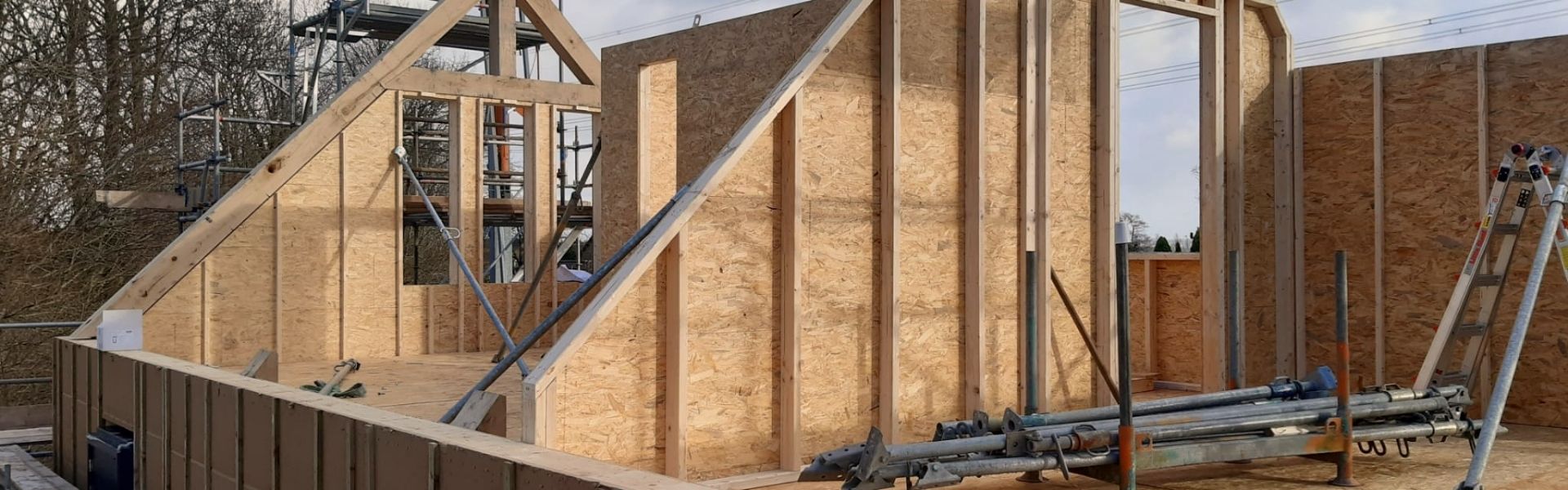 Timber-frame house under construction Timber-frame house under construction