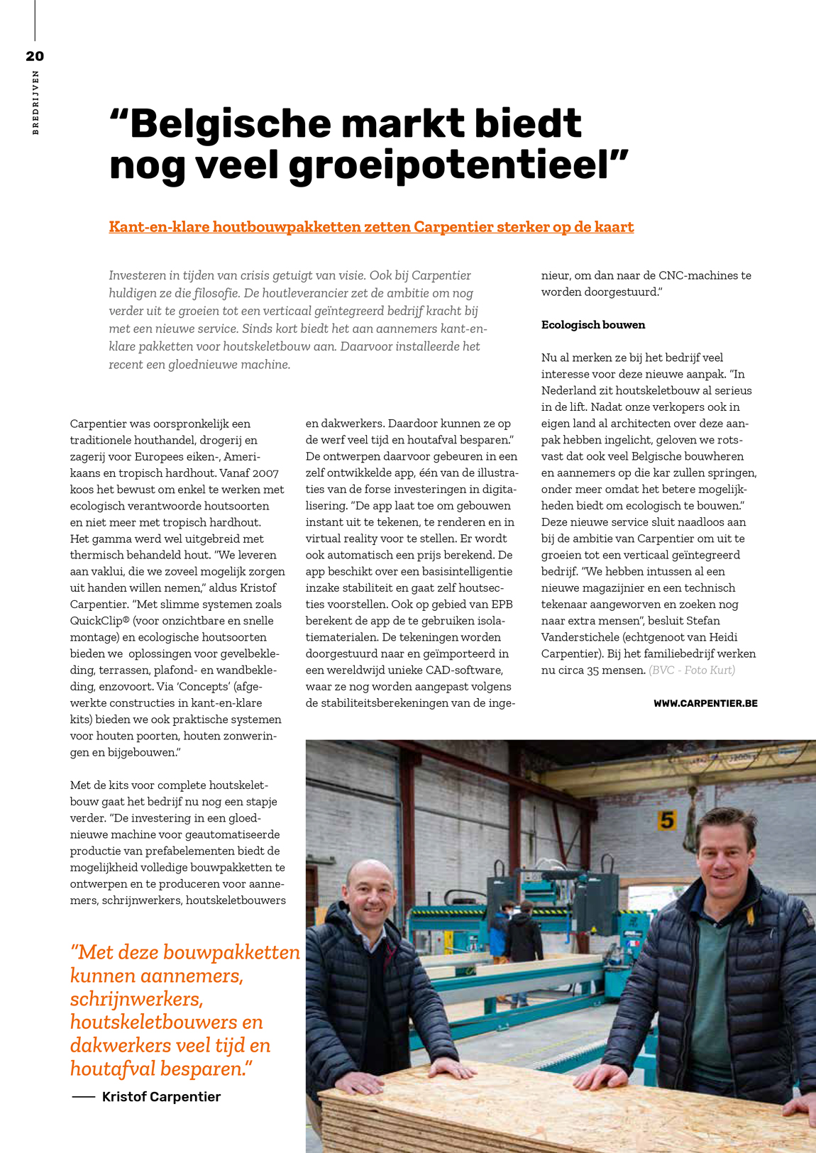 artikel Voka magazine Ondernemen over Carpentier