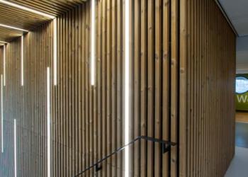 Houten gevelbekleding thermisch naaldhout station Groningen