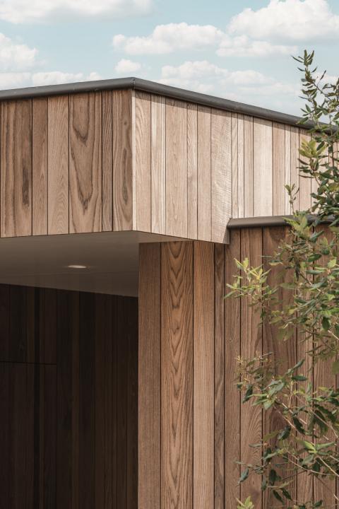 Houten gevelbekleding thermisch essen Plus line QC