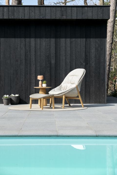 Zwart houten gevelbekleding poolhouse straalt klasse uit