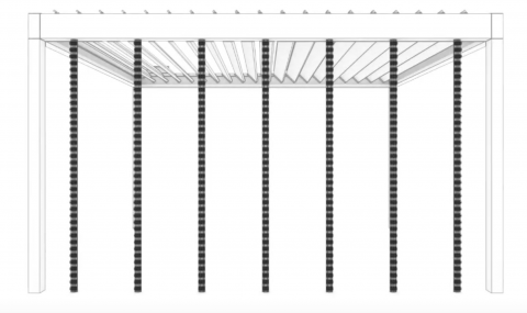 Installatie houten zijwand in pergola of lamellendak