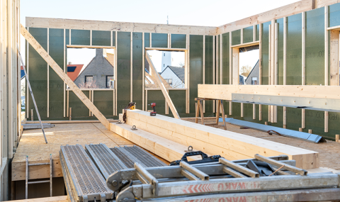 Opbouw houtskeletwoning in Knokke