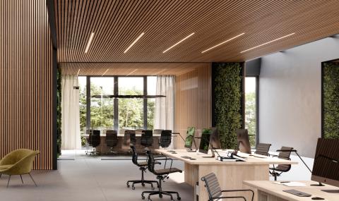 Akoestische wand- en plafondbekleding kantoor