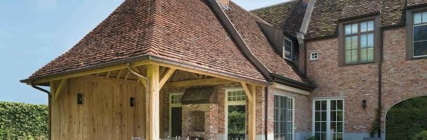 Eiken overkapping als aanbouw
