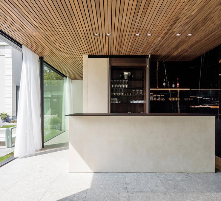 Houten plafond in thermisch essen Open line QC