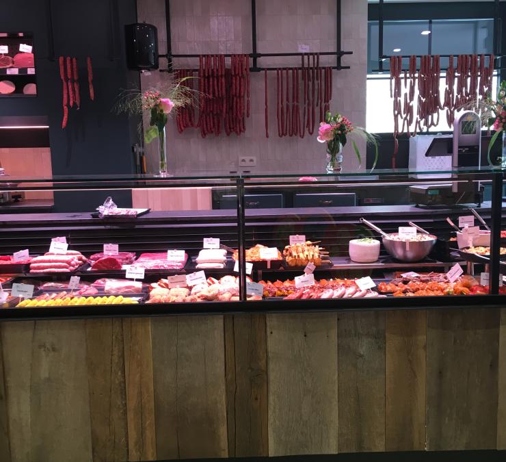 Barnwood wandbekleding Slagerij Meat Xavier en Lieselot Rollegem-Kapelle