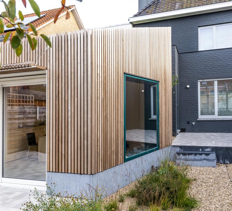 Houten gevelbekleding thermisch essen Brugge