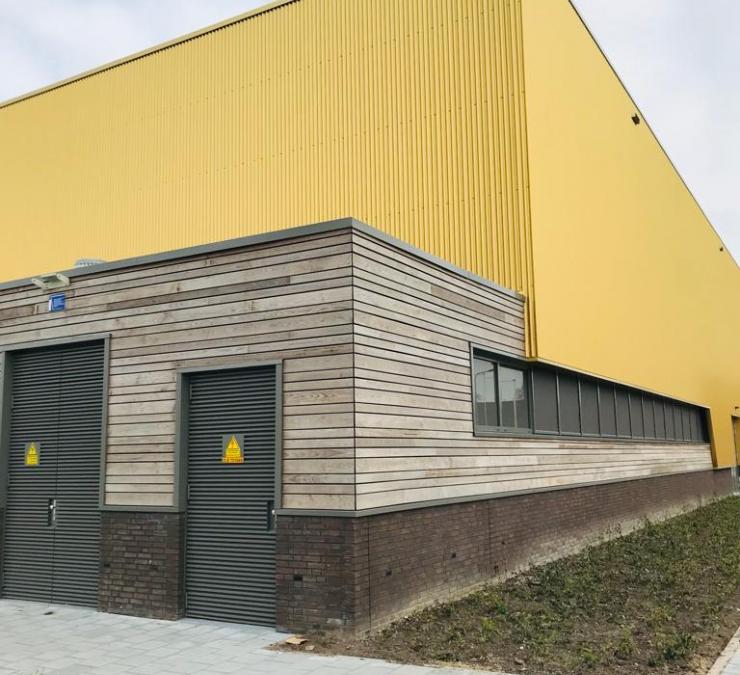 HOTwood essen gevelbekleding sporthal Zwolle profiel Rhombus