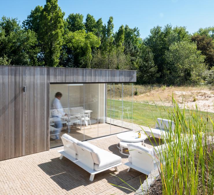 Modern pool house in the dunes
