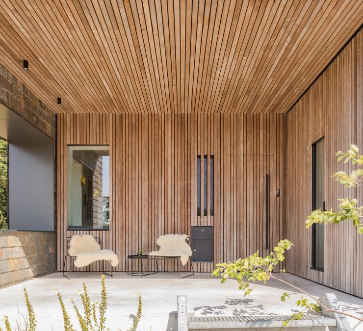 Houten gevelbekleding terrasoverkapping thermisch essen Open line