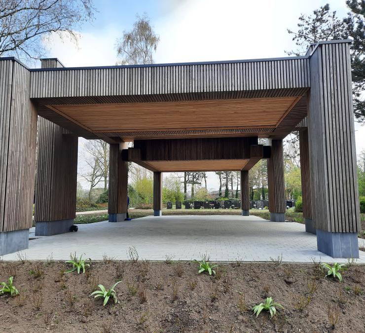 A calm, wooden farewell space