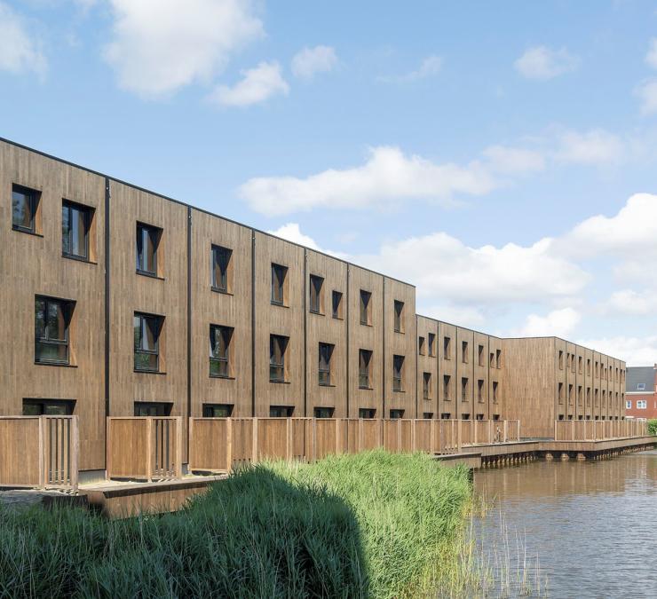 Bio-based waterside housing project with cladding in thermo bamboo